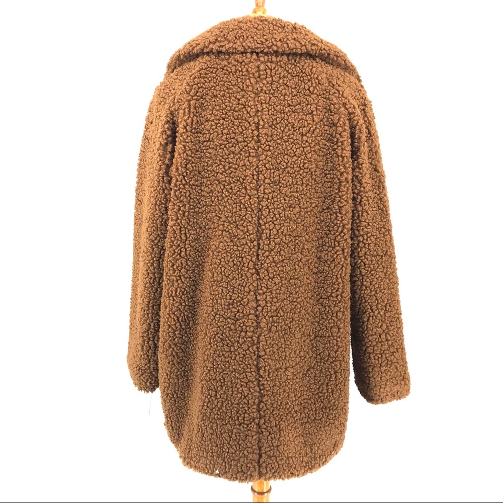 Lucky Brand Pecan Faux Shearling Teddy Snap Button Coat Jacket - Picture 6 of 11